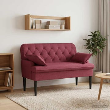 vidaXL Loungebank met knopencomfort Wijnrood 111 x 68 x 80, Verzenden, Nieuw, Stof, Minder dan 150 cm