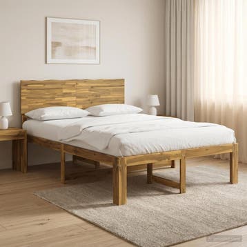 vidaXL Tweepersoonsbed met hoofdeinde ROSTOCK Wit 140 x 200, Huis en Inrichting, Verzenden, Wit, Hout, Nieuw