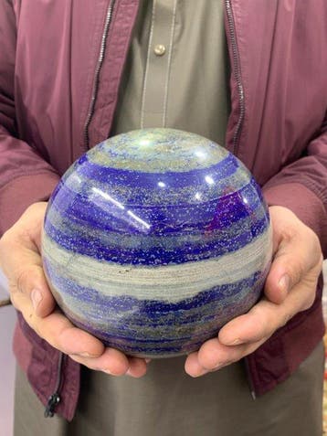 Lapis Lazuli Prachtig Groot 6,6 kg Bol - Hoogte: 170 mm -, Verzamelen, Mineralen en Fossielen