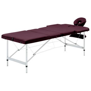 vidaXL Massagetafel inklapbaar 3 zones aluminum wijnpaars, Sport en Fitness, Massageproducten, Verzenden, Nieuw