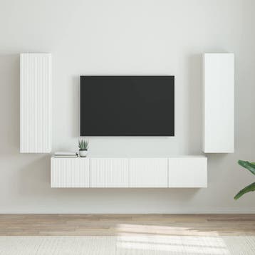 vidaXL TV Wandkast 2 st Glanzend Wit Bewerkt hout, Minder dan 50 cm, Verzenden, 100 tot 150 cm, Nieuw