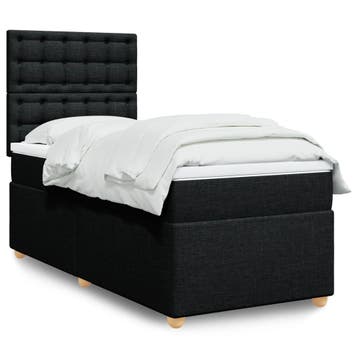 vidaXL Boxspring met matras stof zwart 90x200 cm, 90 cm, Eenpersoons, Verzenden, Zwart