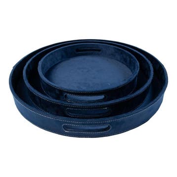 Dienbladen round donkerblauw dia 30, 38, 45 cm (set of 3), Verzenden, Nieuw