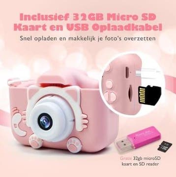 Rubeca digitale Kindercamera met 32GB Micro SD Kaart en SD, Ophalen of Verzenden, Zo goed als nieuw