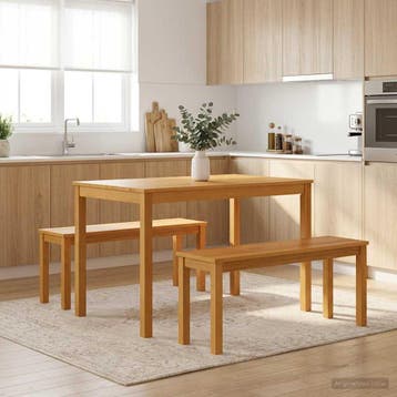 vidaXL Eetbank 95 x 32 x 45 cm Massief Eikenhout Naturel, Verzenden, Nieuw