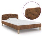 vidaXL Bedframe kunstsuède bruin 90x200 cm, Overige materialen, 90 cm, Eenpersoons, Bruin