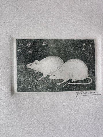 Jan Mankes (1889-1920) - Twee muizen in het gras