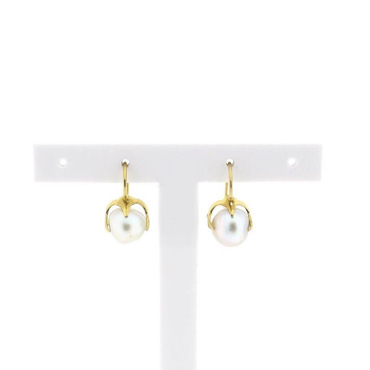 Gouden oorbellen met barok parels, Sieraden, Tassen en Uiterlijk, Oorbellen, Goud, Gebruikt, Met edelsteen, Goud, Ophalen of Verzenden