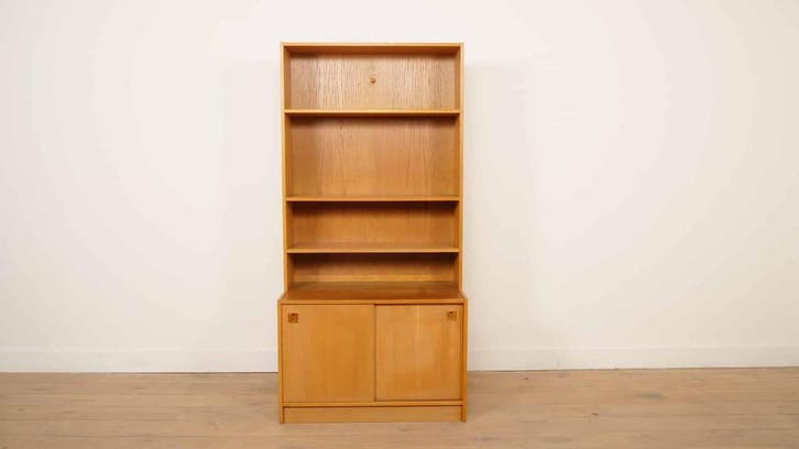 Vintage wandkast | Boekenkast | Eiken | Schuifdeuren, Huis en Inrichting, Kasten | Wandmeubels, Ophalen of Verzenden