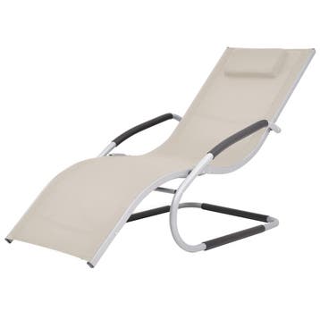 vidaXL Ligbed met kussen aluminium en textileen crème, Verzenden, Nieuw