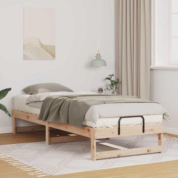 vidaXL Bedframe Bruin 90 x 210 cm Massief grenenhout, Verzenden, Nieuw, Bruin, Hout