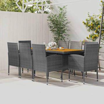 vidaXL 9-delige Tuinset poly rattan grijs, Verzenden, Nieuw, 8 zitplaatsen, Tuinset