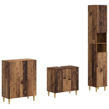 vidaXL 3-delige badkamerkast set ARNHEM Oud hout Bewerkt, Verzenden, Nieuw