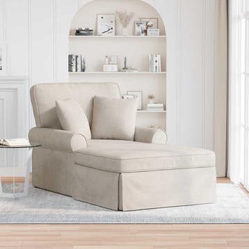 vidaXL Chaise Lounge met Rok Crèmekleurig 157 x 91 x 91 cm, Huis en Inrichting, Banken | Sofa's en Chaises Longues, Verzenden