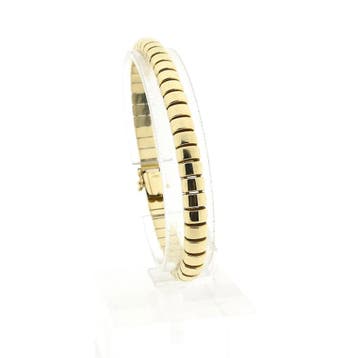Gouden fantasieschakel armband (Schakelarmband), Sieraden, Tassen en Uiterlijk, Armbanden, Ophalen of Verzenden, Gebruikt, Goud