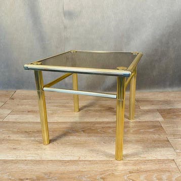 Salontafel - Verguld messing, Glas - Bijzettafel van verguld
