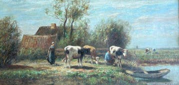 Piet Bouter (1887-1968) - Weiland (melk tijd)