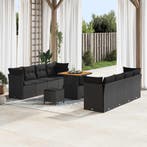 vidaXL Tuin Sofa Set met kussen 11 pcs Zwart poly rattan, Verzenden, Nieuw, Rotan