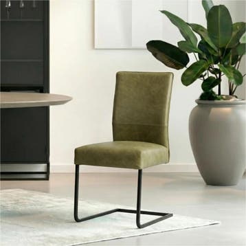 Leren eetkamerstoel Remix - Vintage Olive (olijf/groen) -, Overige kleuren, Nieuw, Ophalen of Verzenden, Industrieel, Modern