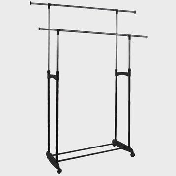 Verstelbare Kledingrek met 2 Hangen Rails en Wielen - 84-150, Verzenden, Nieuw