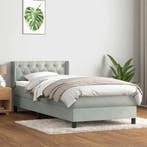 vidaXL Boxspring met matras fluweel lichtgrijs 80x210 cm, Verzenden, Nieuw, Grijs, Stof