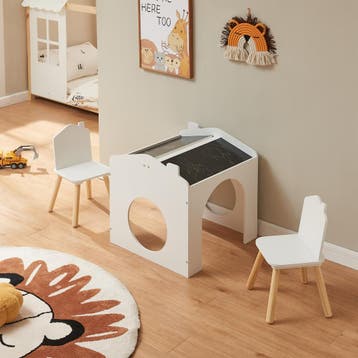 Kindertafelset Romso zitgroep met 2 stoelen wit zwart en nat, Verzenden, Nieuw