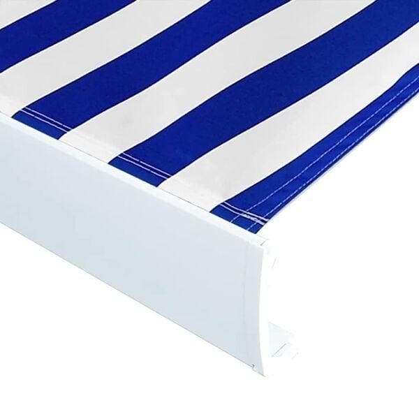 Luifel Canvas Blauw Wit | 450x300 | Tweedekansje | OP=OP, Tuin en Terras, Zonneschermen, Minder dan 250 cm, Elektrisch, Nieuw
