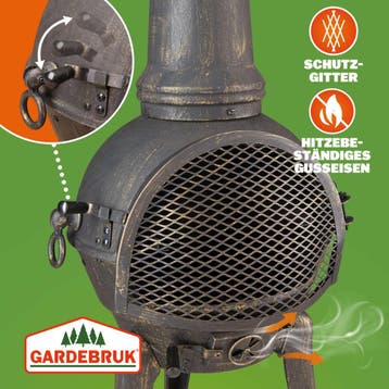 Tuinhaard Chimenea Zwart Gietijzer 112cm Grillrooster, Verzenden, Nieuw