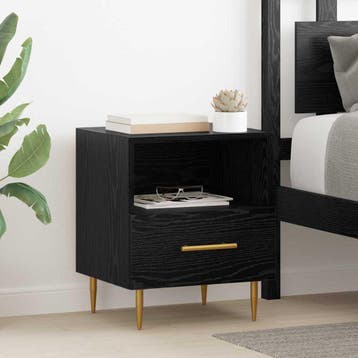 vidaXL Nachtkastje Zwart 40 x 35 x 47,5 cm Bewerkt hout, Minder dan 45 cm, Verzenden, Nieuw, Minder dan 55 cm