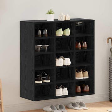vidaXL Schoenenkast 77,5 x 30 x 83,5 cm Bewerkt hout Zwart, Verzenden, Nieuw