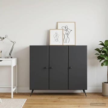 vidaXL Dressoir Zwart 89 x 34,5 x 80 cm Bewerkt hout, Verzenden, Nieuw, Overige houtsoorten, Minder dan 50 cm