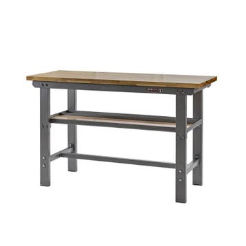 Werkbank grijs 150 cm lang met hardhouten blad, Ophalen of Verzenden, Nieuw