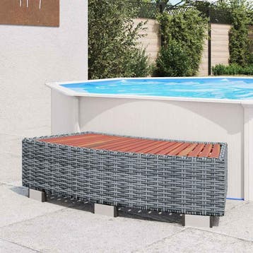 vidaXL Spatrap 92x45x25 cm poly rattan grijs, Tuin en Terras, Verzenden, Nieuw