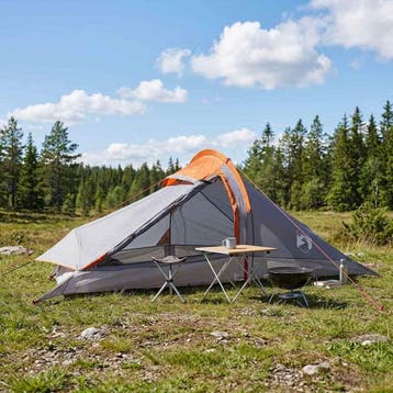 vidaXL Backpacking Tent 2-persoons Grijs en Oranje, Verzenden, Nieuw, Tot en met 2