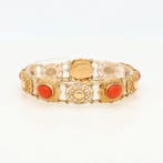 Armband - 14 karaat Geel goud, C.&A. Lessener. Bloedkoraal, Nieuw
