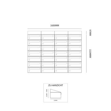 Brievenbusunit Hive set vrijstaand 4-breed, 7-hoog - zwart, Verzenden, Nieuw