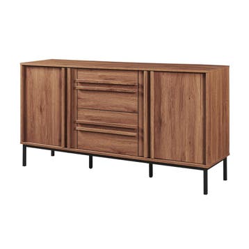 Commode Kilmandar 150x40x79 cm walnootkleurig en zwart [en.c, Verzenden, Nieuw