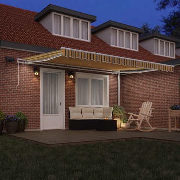vidaXL Handmatig knikarmscherm met solar LED 4,5 x 3,5 m, Verzenden, Nieuw