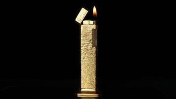 Dunill - Rare TALLBOY Table Lighter Pattern Rollagas Lighter, Nieuw
