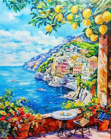 Alfredo Grimaldi (1950) - Sorrento, Antiek en Kunst, Kunst | Schilderijen | Klassiek