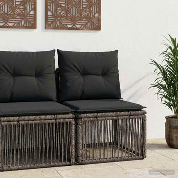 vidaXL Armloze Sofa eenheid Grijs poly rattan, Tuin en Terras, Verzenden, Nieuw, Rotan