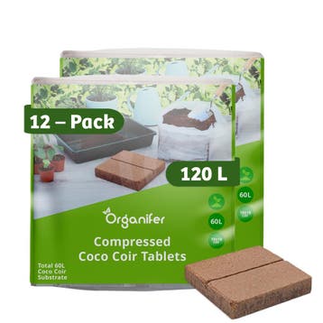 Coco Coir Kokossubstraat Tabletten - 12-pack van 10L zakken,, Verzenden, Mest