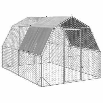 vidaXL Kippenren met dak 2,5x4x2,25 m gegalvaniseerd staal, Verzenden, Nieuw
