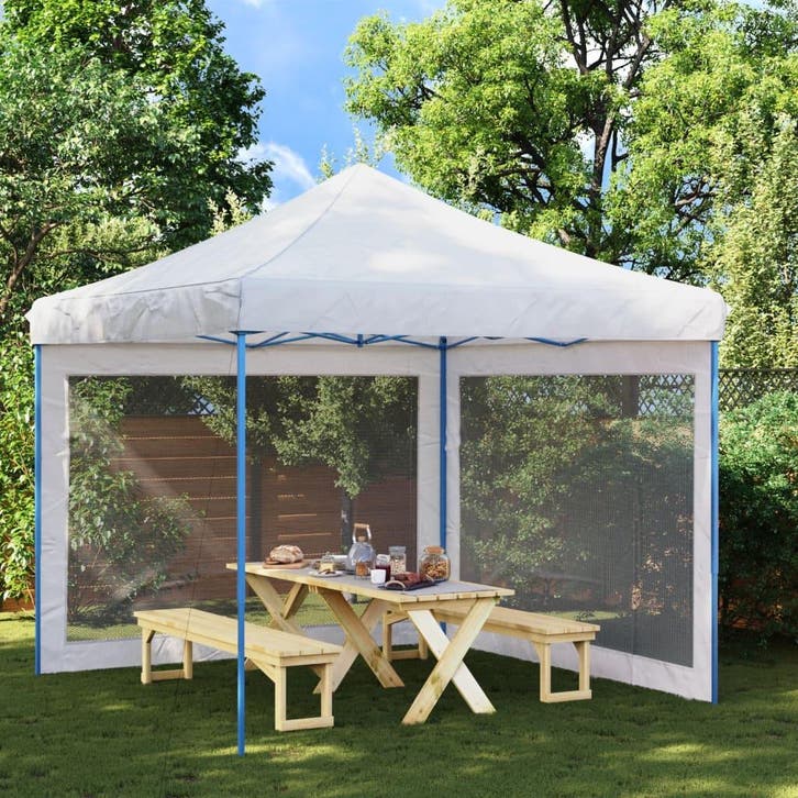 vidaXL Tentwanden 2 st gaas wit en zwart, Tuin en Terras, Partytenten, Nieuw, Verzenden