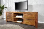 Massief tv-meubel PURE 135cm Sheesham steenafwerking, Huis en Inrichting, Kasten | Televisiemeubels, Ophalen of Verzenden, Nieuw