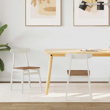 vidaXL Eetkamerstoel 2 st Massief Rubberhout Wit en, Huis en Inrichting, Stoelen, Verzenden, Nieuw, Wit
