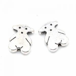 2 x Kinderkralen Metalen Beer Antiek Zilver 11.5x9 mm, Ophalen of Verzenden, Nieuw, Kraal