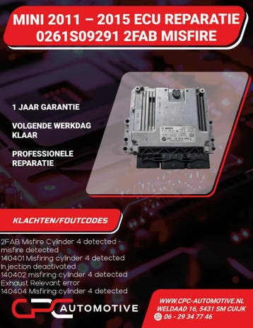 MINI 2011 - 2015 ECU REPARATIE 0261S09291 2FAB MISFIRE, Nieuw, Mini