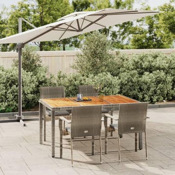 vidaXL 5-delige Tuinset met kussens poly rattan grijs, Verzenden, Nieuw, 4 zitplaatsen, Tuinset