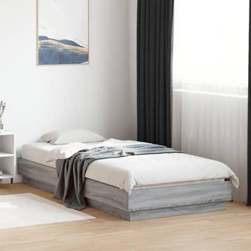 vidaXL Bedframe bewerkt hout grijs sonoma eikenkleurig, 90 cm, Eenpersoons, Verzenden, Nieuw